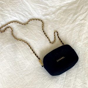 Chanel Black Cosmetic Bag with Chain